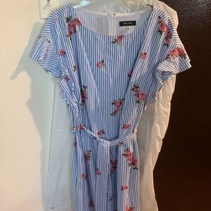 Nine West Floral Striped Midi Dress